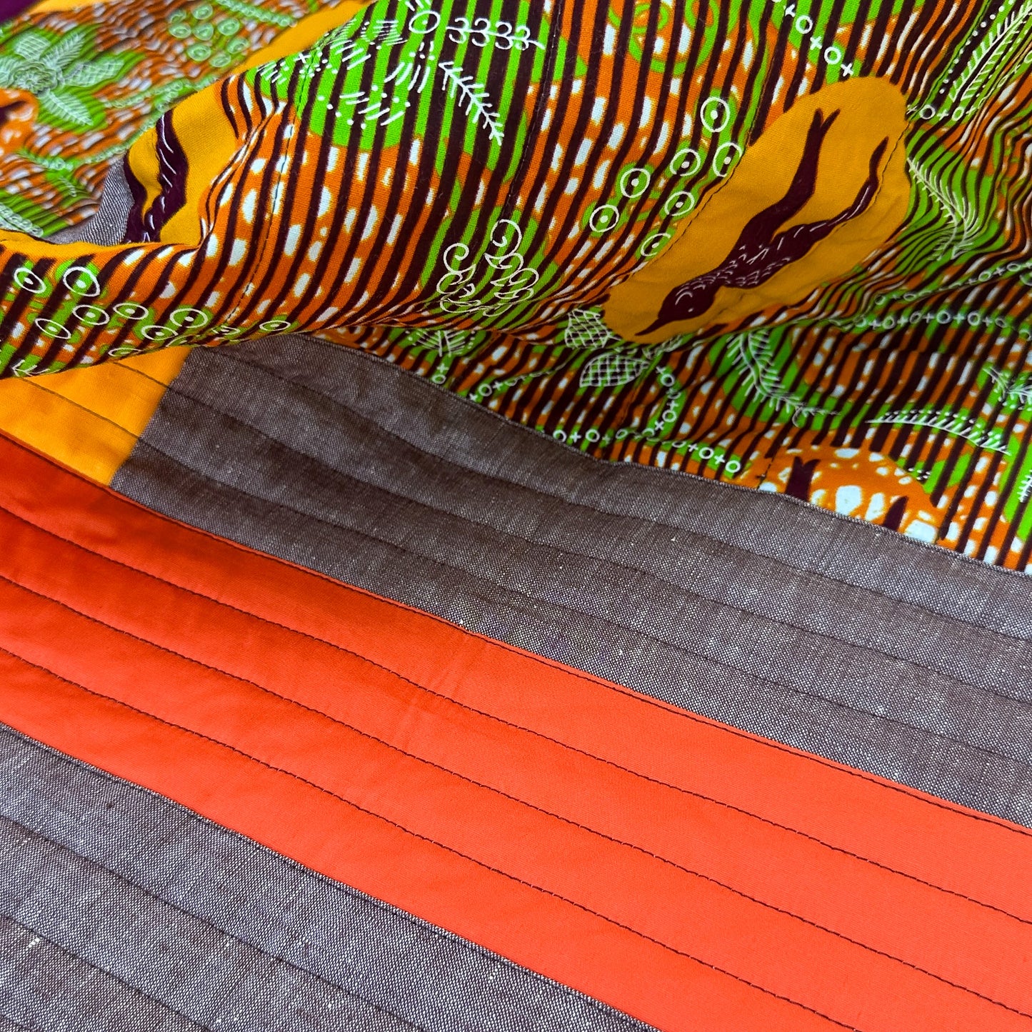Abundance Baby Quilt - Orange + Brown Birds