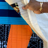 Abundance Quilt Black and Blue with Orange Sunray
