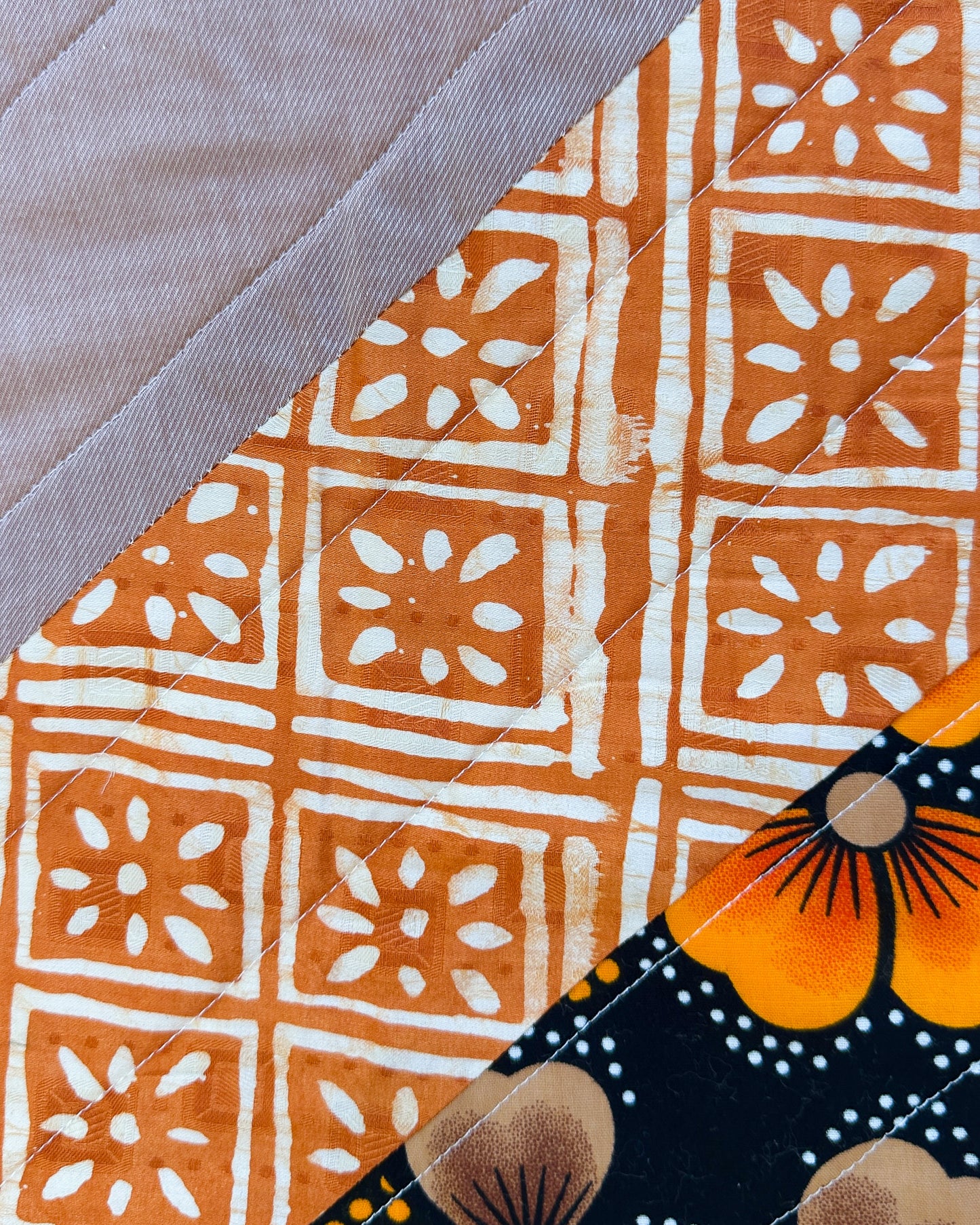 Joy Baby Quilt - Yellow + Orange Batik Flowers
