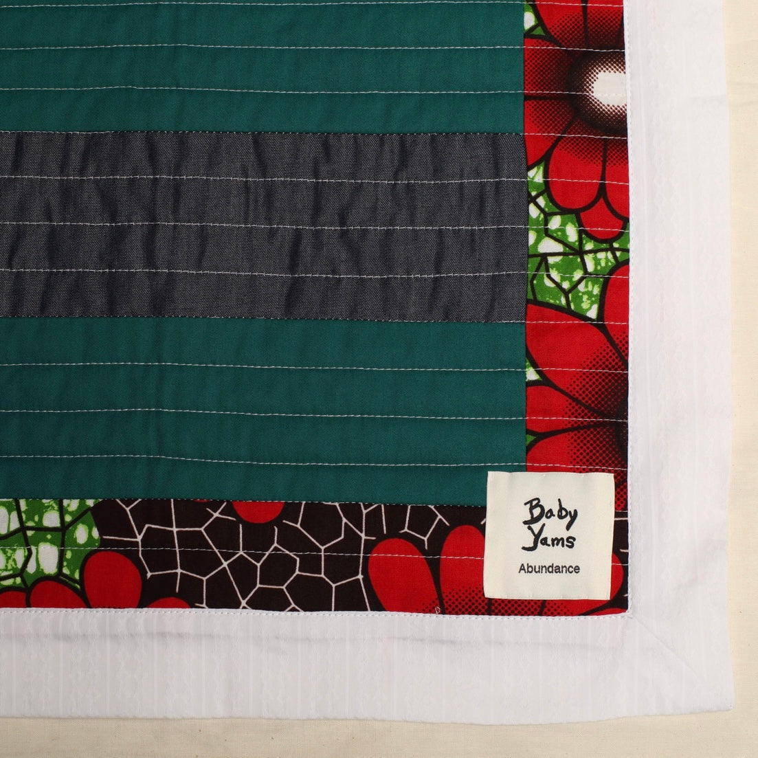 Abundance Baby Quilt - Denim, Red & Green